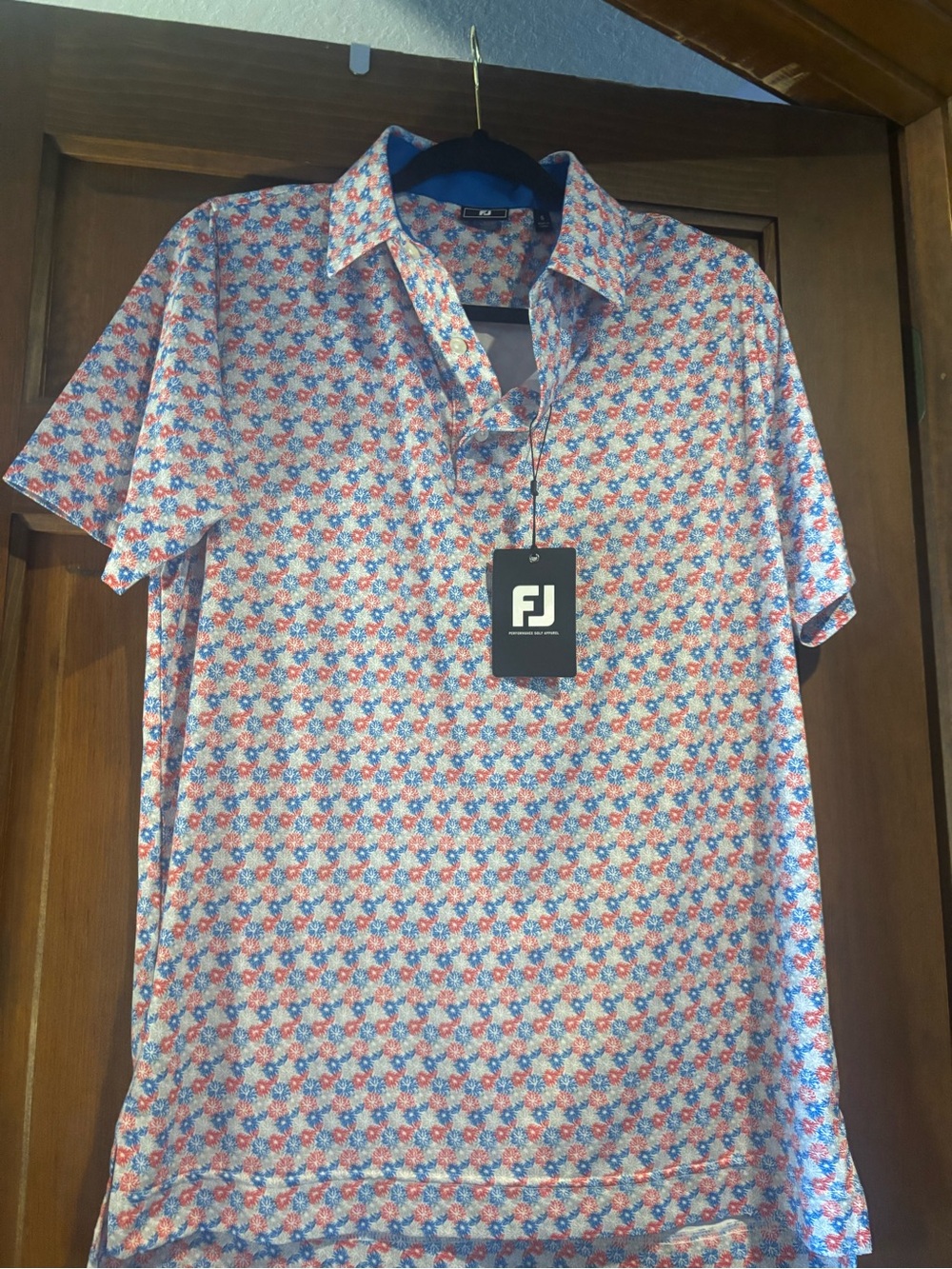 FootJoy Men’s Red White & Blue Patterned Golf Polo
